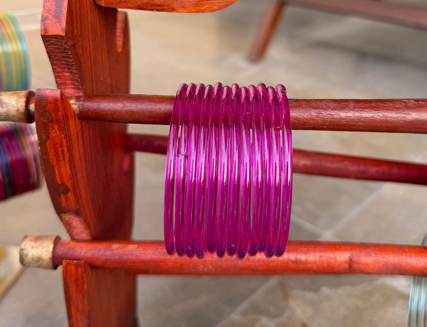 Shocking pink jelly bangles