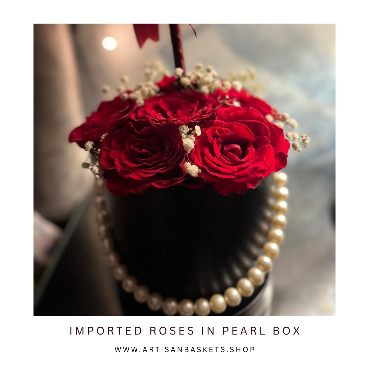 Imported roses in pearl box