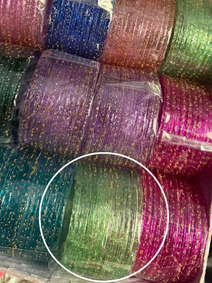 Light green raindrop bangles