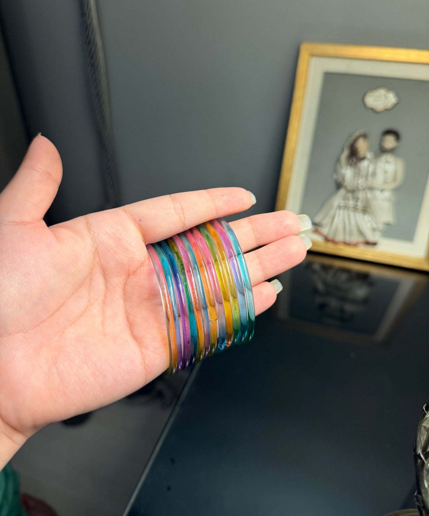 Pastel multi colored jelly bangles