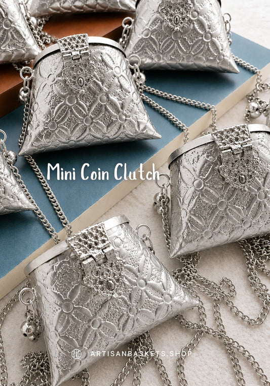 Mini Silver coin clutch